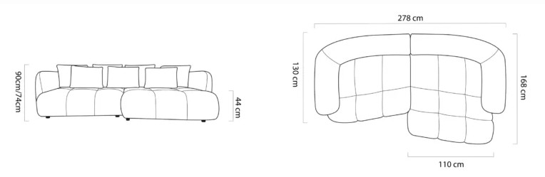Sedacia súprava TREES S – rozmery 278 x 130 cm, výška 90 cm, sed 44 cm